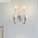 GobekUsa Modern White LED Wall Sconce Light Fixture - Oval Glass, Dolphin-Shaped Arm
