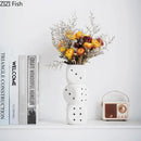 Modern white ceramic dice vase desk decor for living room by Decorbites