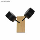 GobekUsa Contemporary Double Drum Wall Mounted Light: Metal Fixture for Kitchen with 2 Bulbs, Black/White/Blue