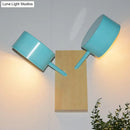 GobekUsa Contemporary Double Drum Wall Mounted Light: Metal Fixture for Kitchen with 2 Bulbs, Black/White/Blue