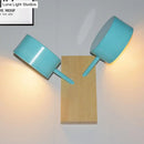 GobekUsa Contemporary Double Drum Wall Mounted Light: Metal Fixture for Kitchen with 2 Bulbs, Black/White/Blue