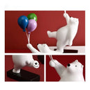 GobekUsa Flying Bear Figurines Balloon Polar Bears Resin Decoration Modern Gift for Boy/Kids