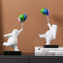 GobekUsa Flying Bear Figurines Balloon Polar Bears Resin Decoration Modern Gift for Boy/Kids