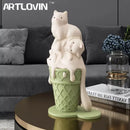 GobekUsa Ice Cream Cat Sculpture Resin Figurine Modern Home Decor Creative Animal Figure