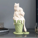 GobekUsa Ice Cream Cat Sculpture Resin Figurine Modern Home Decor Creative Animal Figure