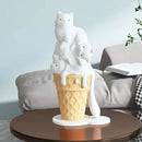 GobekUsa Ice Cream Cat Sculpture Resin Figurine Modern Home Decor Creative Animal Figure