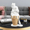 GobekUsa Ice Cream Cat Sculpture Resin Figurine Modern Home Decor Creative Animal Figure