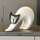GobekUsa Ceramic Kitten Statue White Cat Sculpture Room Decor Aesthetics