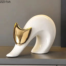 GobekUsa Ceramic Kitten Statue White Cat Sculpture Room Decor Aesthetics