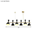 GobekUsa Nordic Hanging Chandelier - Metal Horn Shade, Black/White - 4/6 Lights for Dining Room or Island Lighting