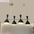 GobekUsa Nordic Hanging Chandelier - Metal Horn Shade, Black/White - 4/6 Lights for Dining Room or Island Lighting