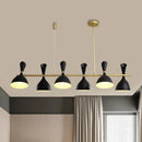 GobekUsa Nordic Hanging Chandelier - Metal Horn Shade, Black/White - 4/6 Lights for Dining Room or Island Lighting