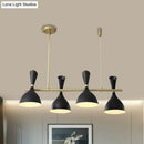 GobekUsa Nordic Hanging Chandelier - Metal Horn Shade, Black/White - 4/6 Lights for Dining Room or Island Lighting