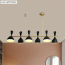 GobekUsa Nordic Hanging Chandelier - Metal Horn Shade, Black/White - 4/6 Lights for Dining Room or Island Lighting
