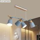 GobekUsa Nordic Island Light with Tapered Shade - Green/Grey/White - 4 Lights - Kitchen Dining Room Hanging Lamp