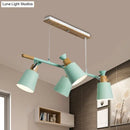 GobekUsa Nordic Island Light with Tapered Shade - Green/Grey/White - 4 Lights - Kitchen Dining Room Hanging Lamp