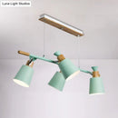 GobekUsa Nordic Island Light with Tapered Shade - Green/Grey/White - 4 Lights - Kitchen Dining Room Hanging Lamp