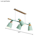 GobekUsa Nordic Island Light with Tapered Shade - Green/Grey/White - 4 Lights - Kitchen Dining Room Hanging Lamp
