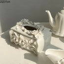 GobekUsa Camellia Flower Ceramic Tissue Box - Modern Home Decor