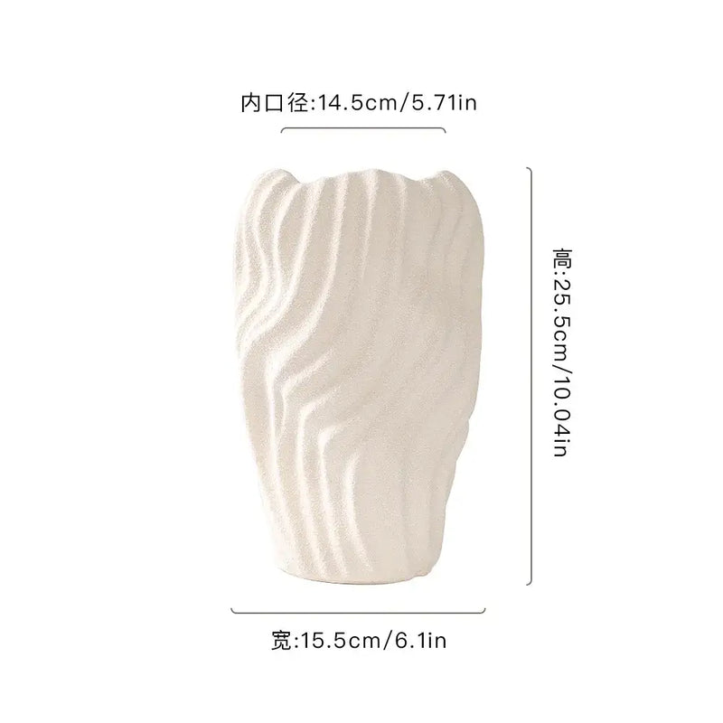 GobekUsa Irregular Wavy Patterns Ceramic Vase White Pot Home Decoration, photo 6 of 6
