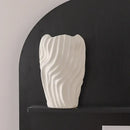 GobekUsa Irregular Wavy Patterns Ceramic Vase White Pot Home Decoration