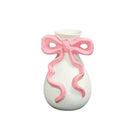 GobekUsa 3D Ribbon Ceramic Vase with Cute Bow - Home Floral Decoration