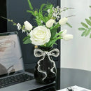 GobekUsa 3D Ribbon Ceramic Vase with Cute Bow - Home Floral Decoration