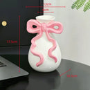 GobekUsa 3D Ribbon Ceramic Vase with Cute Bow - Home Floral Decoration