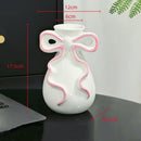 GobekUsa 3D Ribbon Ceramic Vase with Cute Bow - Home Floral Decoration