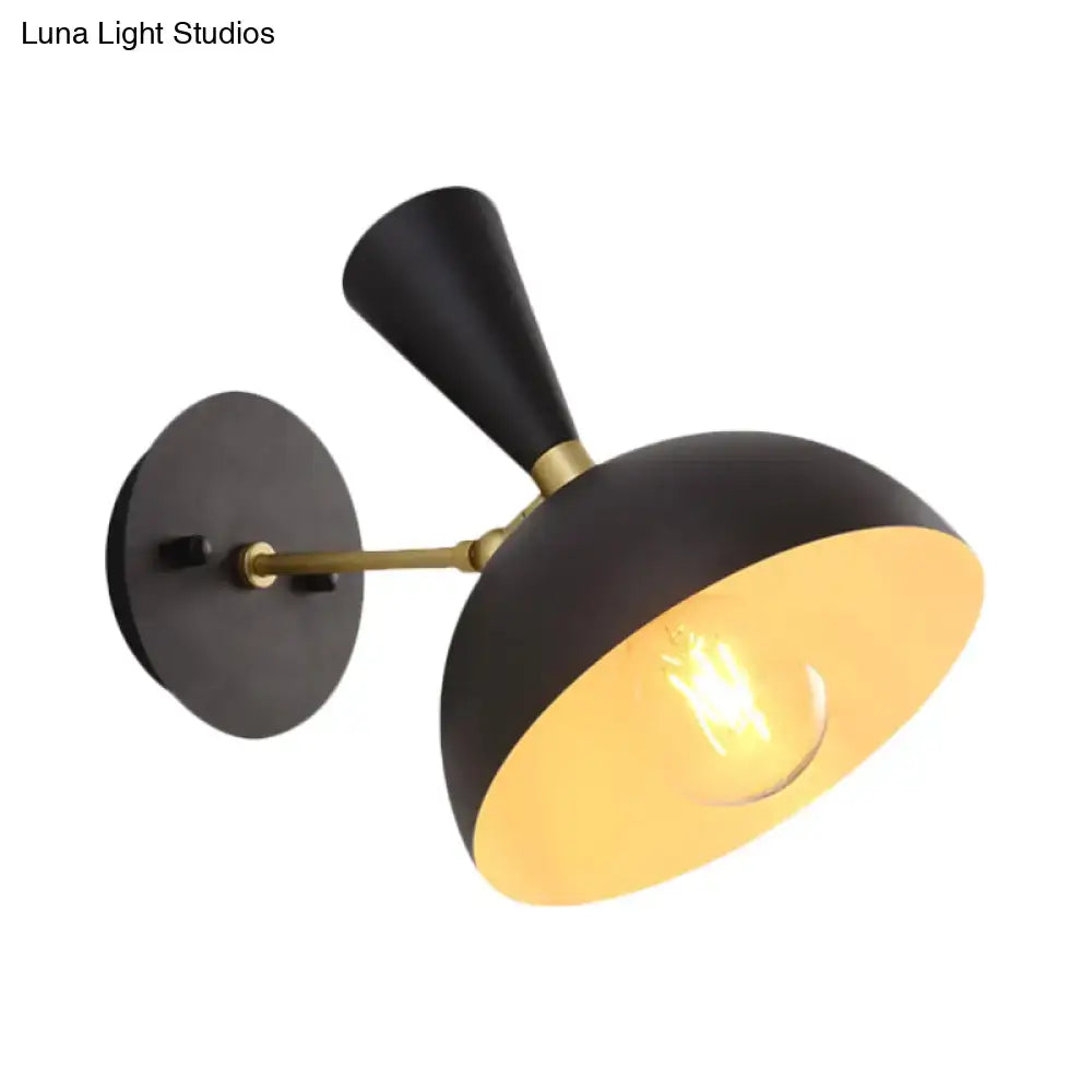 GobekUsa Modern Dome Sconce: Wall Mounted Metal Lighting with Rotating Node, Black/White, photo 2 of 8