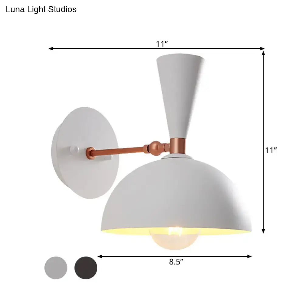 GobekUsa Modern Dome Sconce: Wall Mounted Metal Lighting with Rotating Node, Black/White, photo 4 of 8