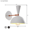 GobekUsa Modern Dome Sconce: Wall Mounted Metal Lighting with Rotating Node, Black/White