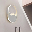 GobekUsa Modern Oval Wall Mount LED Stairway Sconce Lamp in White with Cracked Design