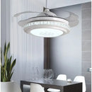 GobekUsa Crystal Chandeliers Ceiling Fans with Invisible Ceiling Fan Light, Remote Control, 6 Speeds