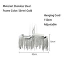 GobekUsa Crystal Tassel Chandelier: Modern Luxury Silver Hanging Lamp for Dining Room