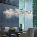 GobekUsa Crystal Tassel Chandelier: Modern Luxury Silver Hanging Lamp for Dining Room
