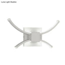GobekUsa Modernist LED Metallic Wall Light - White Square and Curved Linear Design - Warm/White Light