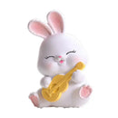 Modern white cute bunny figurine sculpture bedroom blue bow tie decor by Decorbites