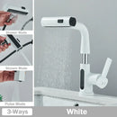 GobekUsa Digital Display Basin Faucet with 3-Way Nozzle: Pull Out, Rainfall Stream, Hot Cold Mixer