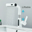 GobekUsa Digital Display Basin Faucet with 3-Way Nozzle: Pull Out, Rainfall Stream, Hot Cold Mixer
