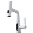 GobekUsa Digital Display Brass Basin Faucet, Hot Cold Mixer, White Single Lever