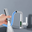 GobekUsa Digital Display Brass Basin Faucet, Hot Cold Mixer, White Single Lever