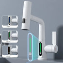 GobekUsa Digital Display Brass Basin Faucet, Hot Cold Mixer, White Single Lever