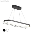 GobekUsa Modern LED Restaurant Ceiling Fixture with Ellipse Metal Shade in Black/White, Warm/White Light