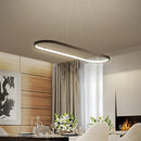 GobekUsa Modern LED Restaurant Ceiling Fixture with Ellipse Metal Shade in Black/White, Warm/White Light