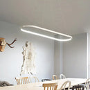 GobekUsa Modern LED Restaurant Ceiling Fixture with Ellipse Metal Shade in Black/White, Warm/White Light