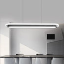 GobekUsa Nordic Style Black & White Elliptical Island LED Suspension Lamp - Modern Acrylic Lighting for Table