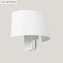 GobekUsa White Fabric Modern Sconce Lamp - Minimalist Bedroom Wall Lighting Idea with Chrome Lamp Socket