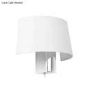 GobekUsa White Fabric Modern Sconce Lamp - Minimalist Bedroom Wall Lighting Idea with Chrome Lamp Socket