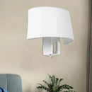 GobekUsa White Fabric Modern Sconce Lamp - Minimalist Bedroom Wall Lighting Idea with Chrome Lamp Socket